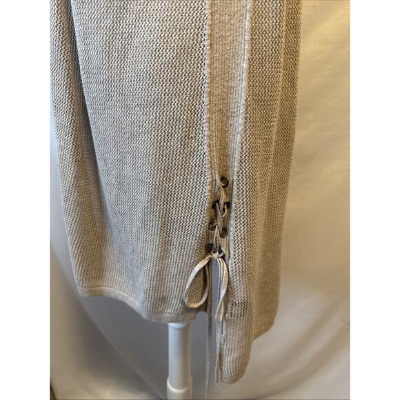 Lane Bryant Women's Plus 18/20 Vest Cardigan Open Knit Lace Up Boho Western Tan - Picture 4 of 10